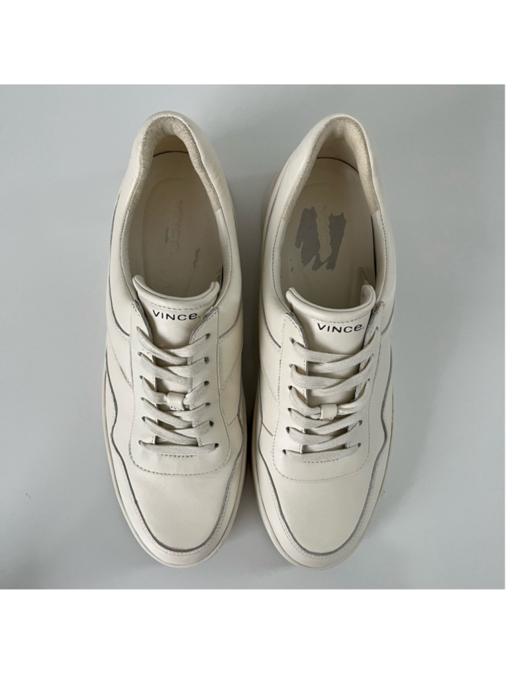 Vince Warren Court Platform Lace Up Sneakers Milk White Leather Womens 10 - Picture 8 of 16
